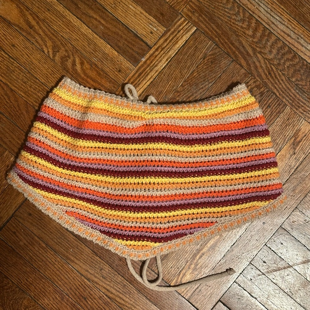 Striped Crochet Shirt with Drawstring